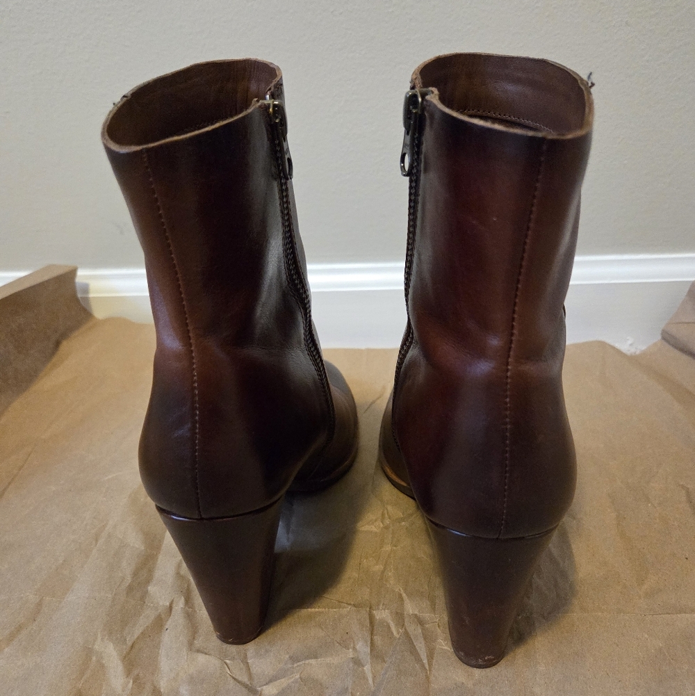 Kork-Ease Brown Leather Ankle Booties Size 10 - Picture 6 of 13